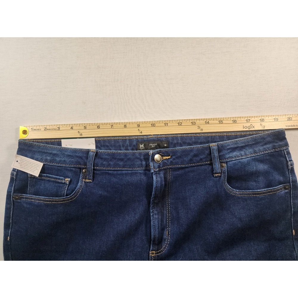 Members Mark Womens High Rise Straight Leg Jeans Dark Wash Blue Size 18 NWT - Picture 5 of 8